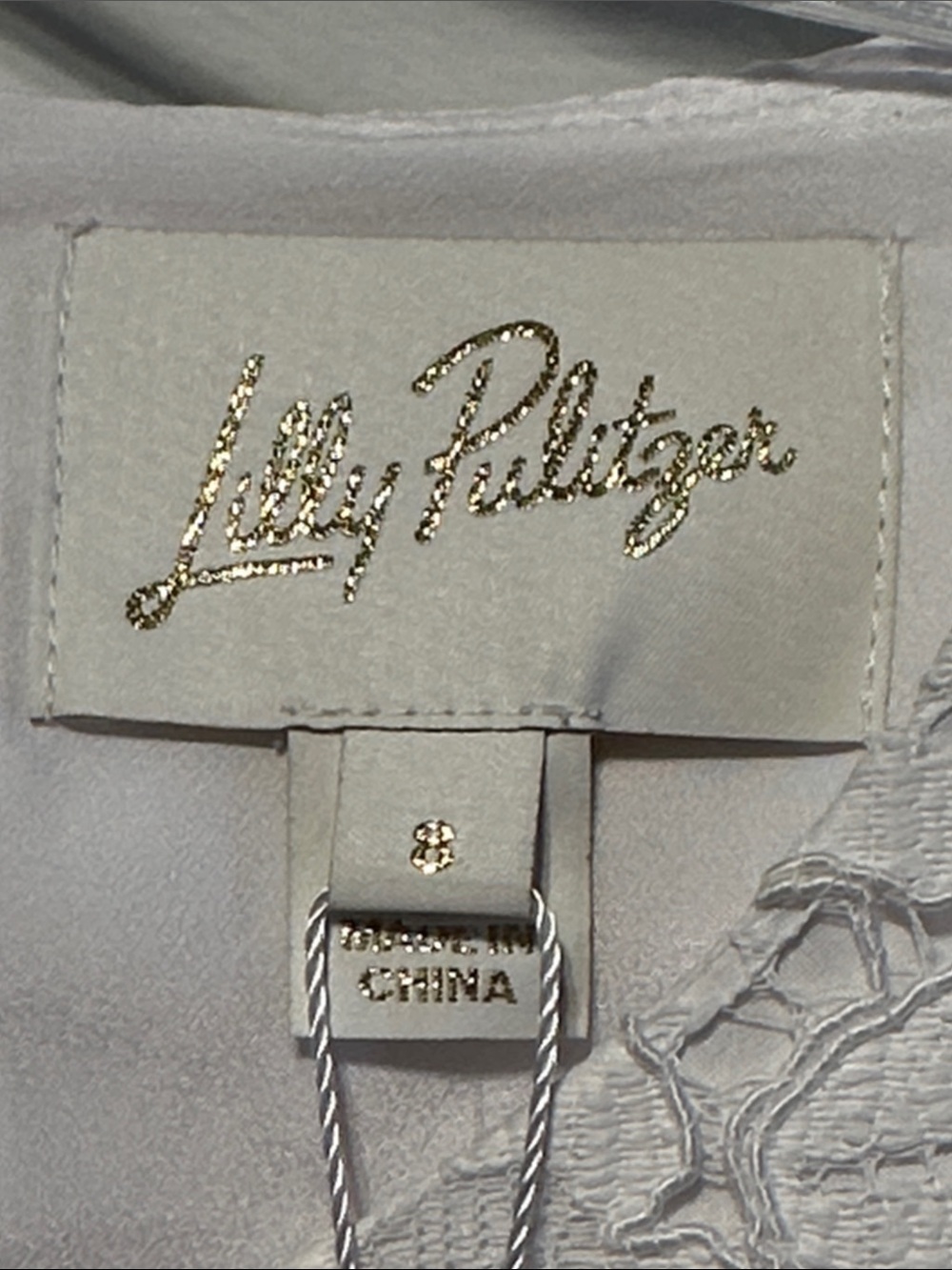 Lilly Pulitzer White Camalie Lace Shift Sz 8 Short Sleeve Dress Gold Buttons - Picture 5 of 9